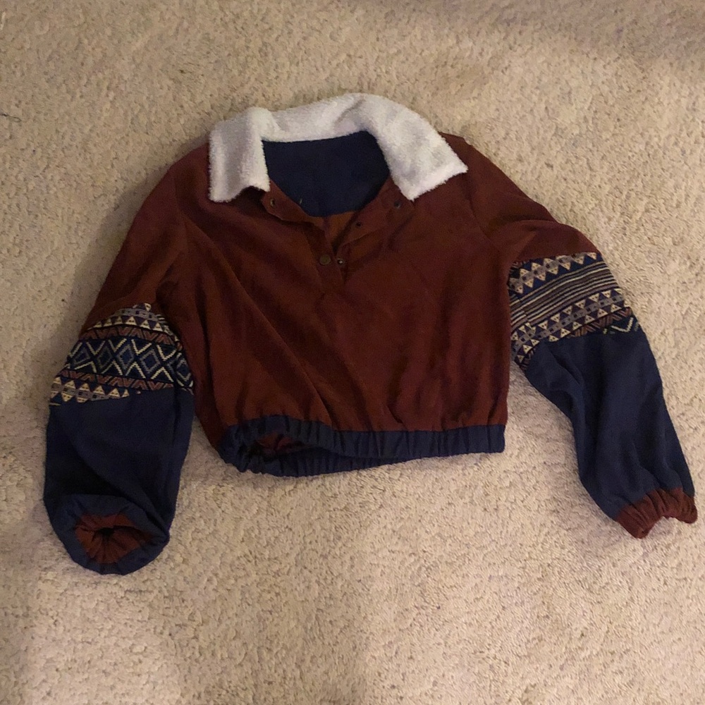 Western Aztec bomber style cropped jacket.
